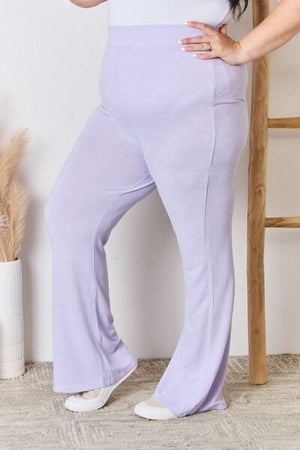 RISEN High Waist Ultra Soft Knit Flare Pants Lavender