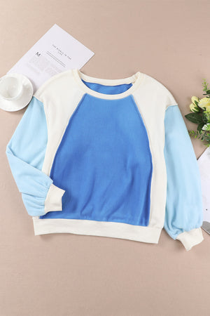 Dropped Shoulder Color Block Fleece Sweatshirt - 3 colors