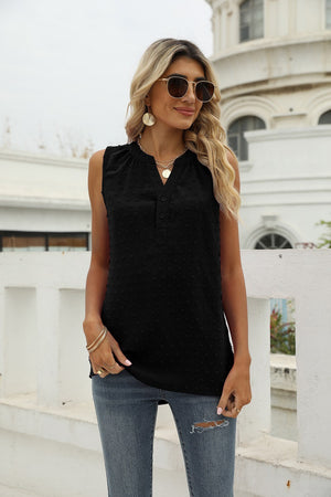 Swiss Dot Notched Neck Tank - 9 colors