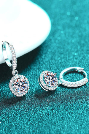 Moissanite Round-Shaped 2 Carat Drop Earrings