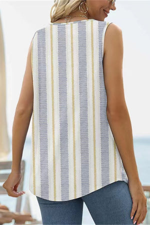 Printed Square Neck Curved Hem Tank - 8 designs