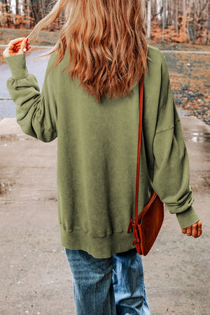 Dropped Shoulder Round Neck Long Sleeve Oversized top - 5 colors