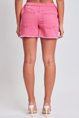 YMI Jeanswear Drawstring Raw Hem Shorts in Pink