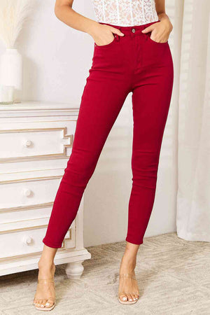 Judy Blue High Waist Tummy Control Skinny Jeans Deep Red