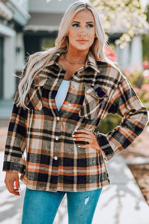 Plaid Flannel Button Front Shacket with Breast Pockets - 4 colors