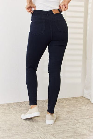 Judy Blue High Waist Garment Dyed Tummy Control Skinny Jeans Navy