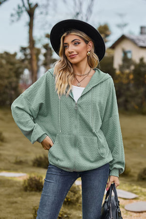 Cable Knit Long Sleeve Hooded Jacket - 8 colors