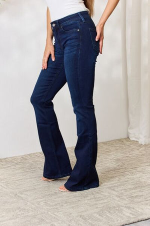Kancan Mid Rise Non Distressed Flare Jeans