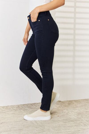 Judy Blue High Waist Garment Dyed Tummy Control Skinny Jeans Navy