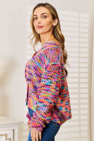 V-Neck Multicolor Long Sleeve Cardigan