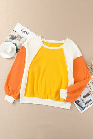 Dropped Shoulder Color Block Fleece Sweatshirt - 3 colors