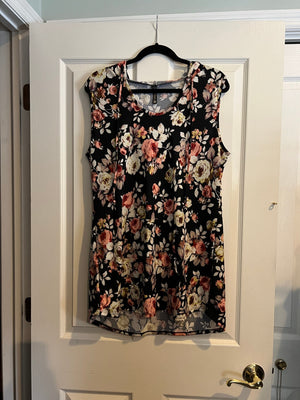 Piphany La Jolla Hooded Sleeveless Tunic - Black Floral