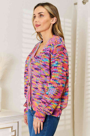 V-Neck Multicolor Long Sleeve Cardigan