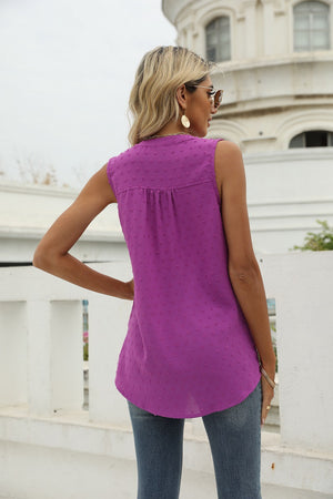 Swiss Dot Notched Neck Tank - 9 colors