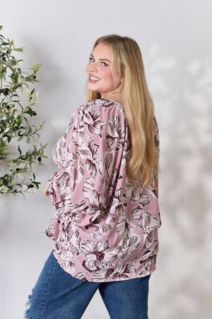 Heimish Floral V-Neck Balloon Sleeve Blouse