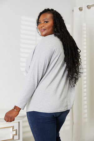 Double Take Seam Detail Round Neck Long Sleeve Top - 2 colors