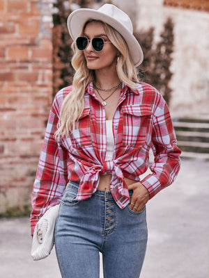 Plaid Dropped Shoulder Flannel Shirt - 7 colors