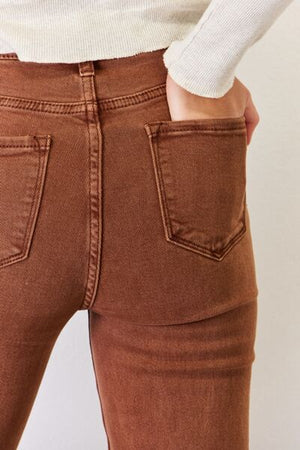 RISEN High Rise Tummy Control Straight Jeans Espresso