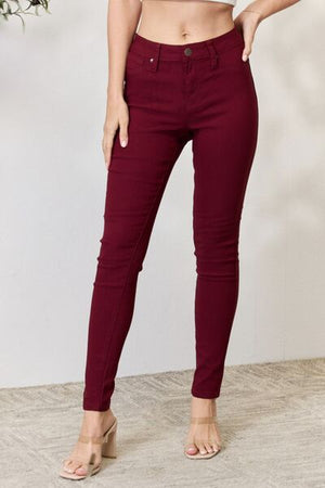 YMI Jeanswear Hyperstretch Mid Rise Skinny Jeans Dark Wine