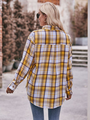 Plaid Dropped Shoulder Flannel Shirt - 7 colors