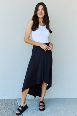 First Choice High Waisted Flare Maxi Skirt in Black