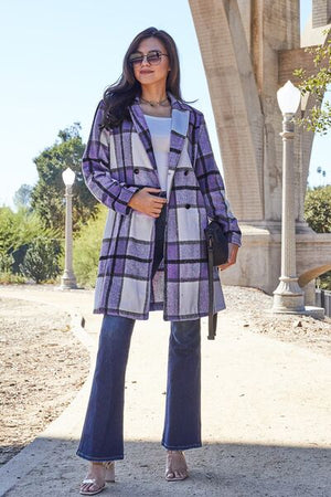 Plaid Flannel Button Up Lapel Collar Coat - 6 colors