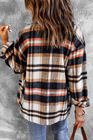 Plaid Flannel Button Front Shacket with Breast Pockets - 4 colors