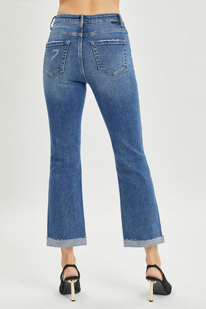 RISEN High Rise Button Fly Cropped Bootcut Jeans