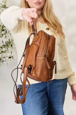 SHOMICO PU Leather Woven Backpack - 2 colors