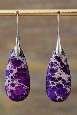 Handmade Teardrop Shape Natural Stone Dangle Earrings - 7 variations