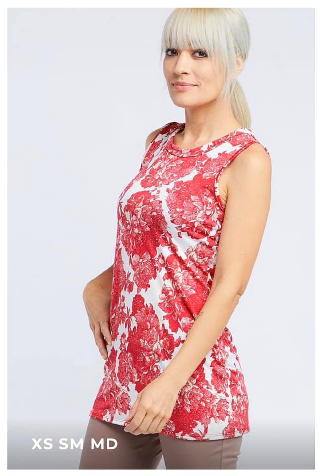 Piphany Silverlake Tank Tunic - Red floral