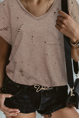 Khaki Ripped Pocket Tee