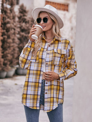 Plaid Dropped Shoulder Flannel Shirt - 7 colors