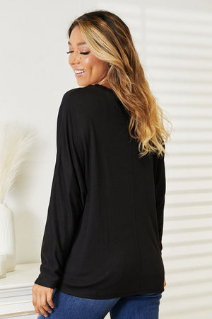 Double Take Seam Detail Round Neck Long Sleeve Top - 2 colors