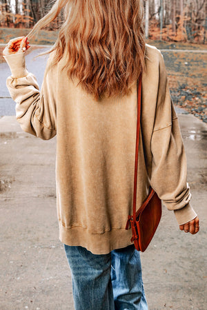 Dropped Shoulder Round Neck Long Sleeve Oversized top - 5 colors