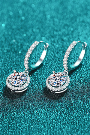 Moissanite Round-Shaped 2 Carat Drop Earrings