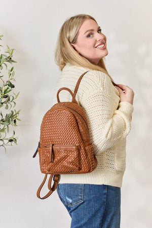 SHOMICO PU Leather Woven Backpack - 2 colors