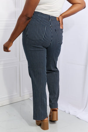 Judy Blue High Waist Tummy Control Striped Straight Trouser Jeans