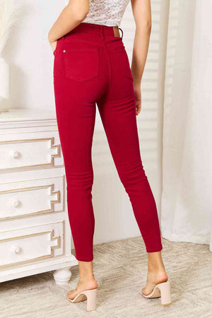 Judy Blue High Waist Tummy Control Skinny Jeans Deep Red