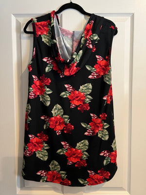 Piphany La Jolla Hooded Sleeveless Tunic - Red Floral