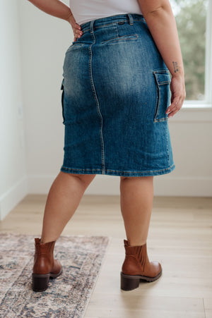 RISEN Always Be There Cargo Denim Skirt