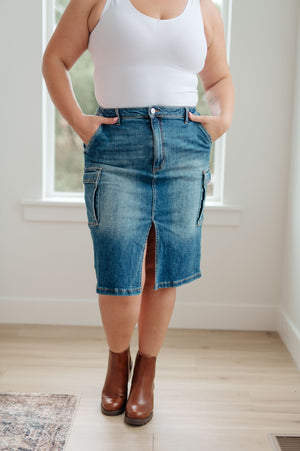 RISEN Always Be There Cargo Denim Skirt