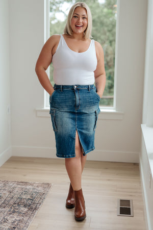 RISEN Always Be There Cargo Denim Skirt