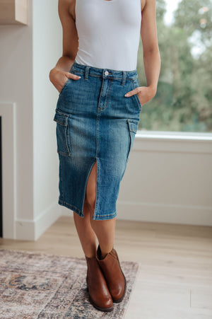 RISEN Always Be There Cargo Denim Skirt