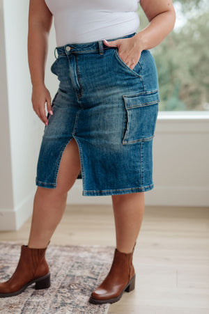 RISEN Always Be There Cargo Denim Skirt