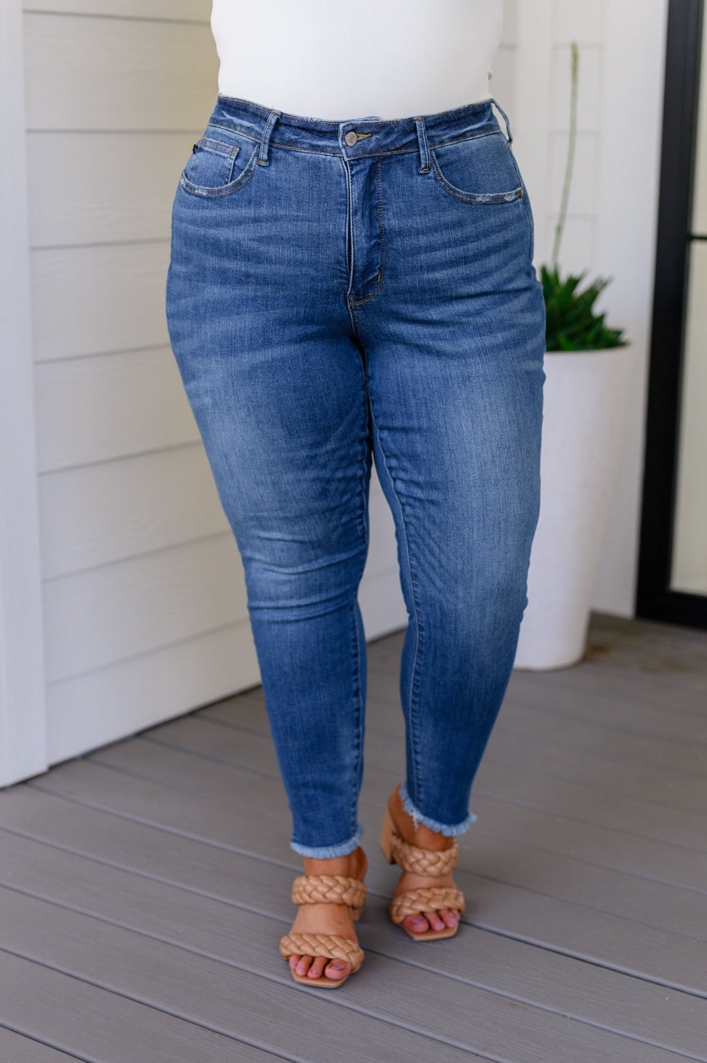 Judy Blue High Rise Control Top Side Slit Skinny Jeans