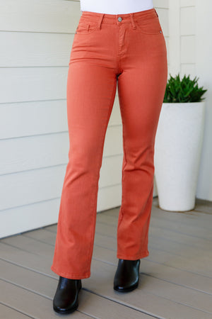 Judy Blue Mid Rise Slim Bootcut Jeans in Terracotta