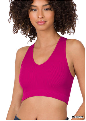 Door Buster! Zenana Washed Ribbed Padded Cropped Tank Top (Multiple Colors)