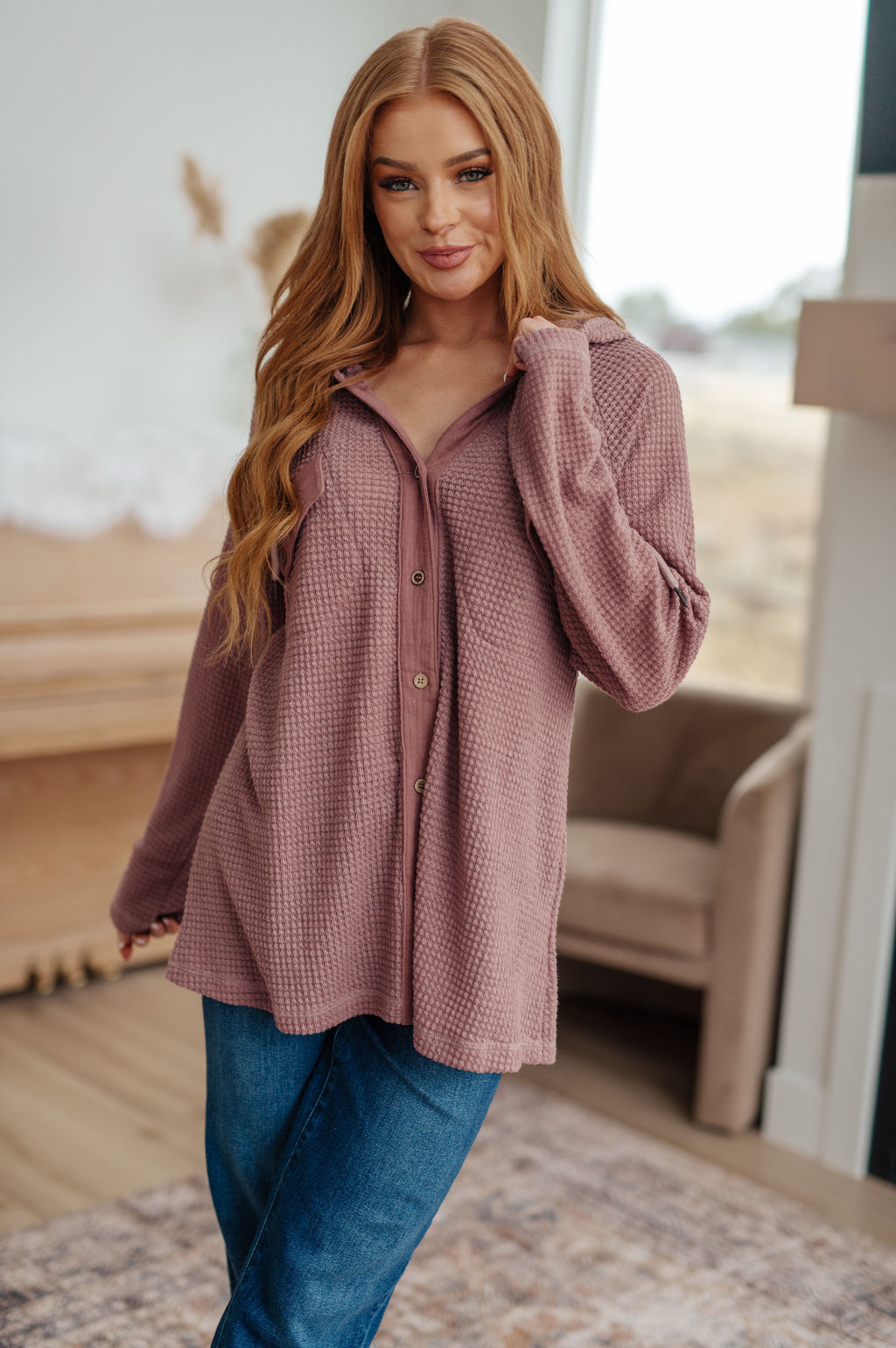 Best Case Scenario Hooded Cardigan in Mauve