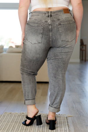 Judy Blue High Rise Stone Wash Slim Jeans in Gray